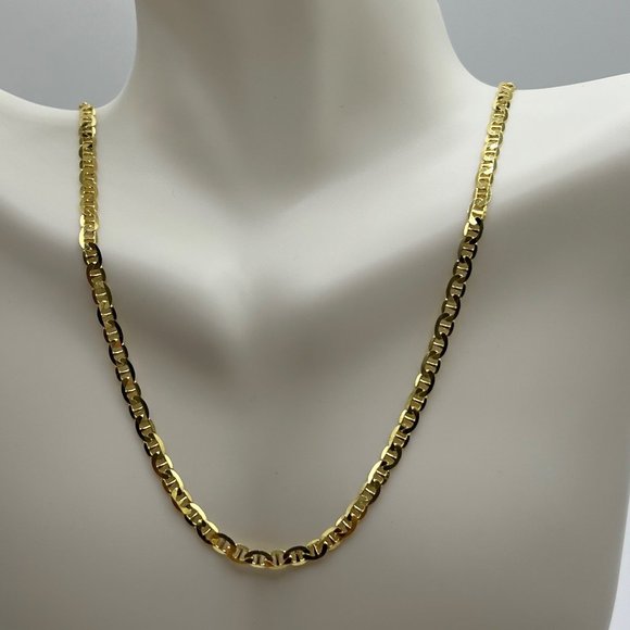 Silver/Gold 24" Italian Gucci Mariner Chain - 925 Italy - Ladies/Mens/Unisex - Picture 4 of 11